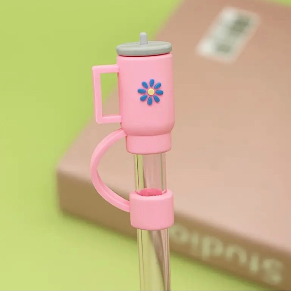 3 Pink Silicone Straw Tip Cover - Reusable  For Glass & Plastic Straws